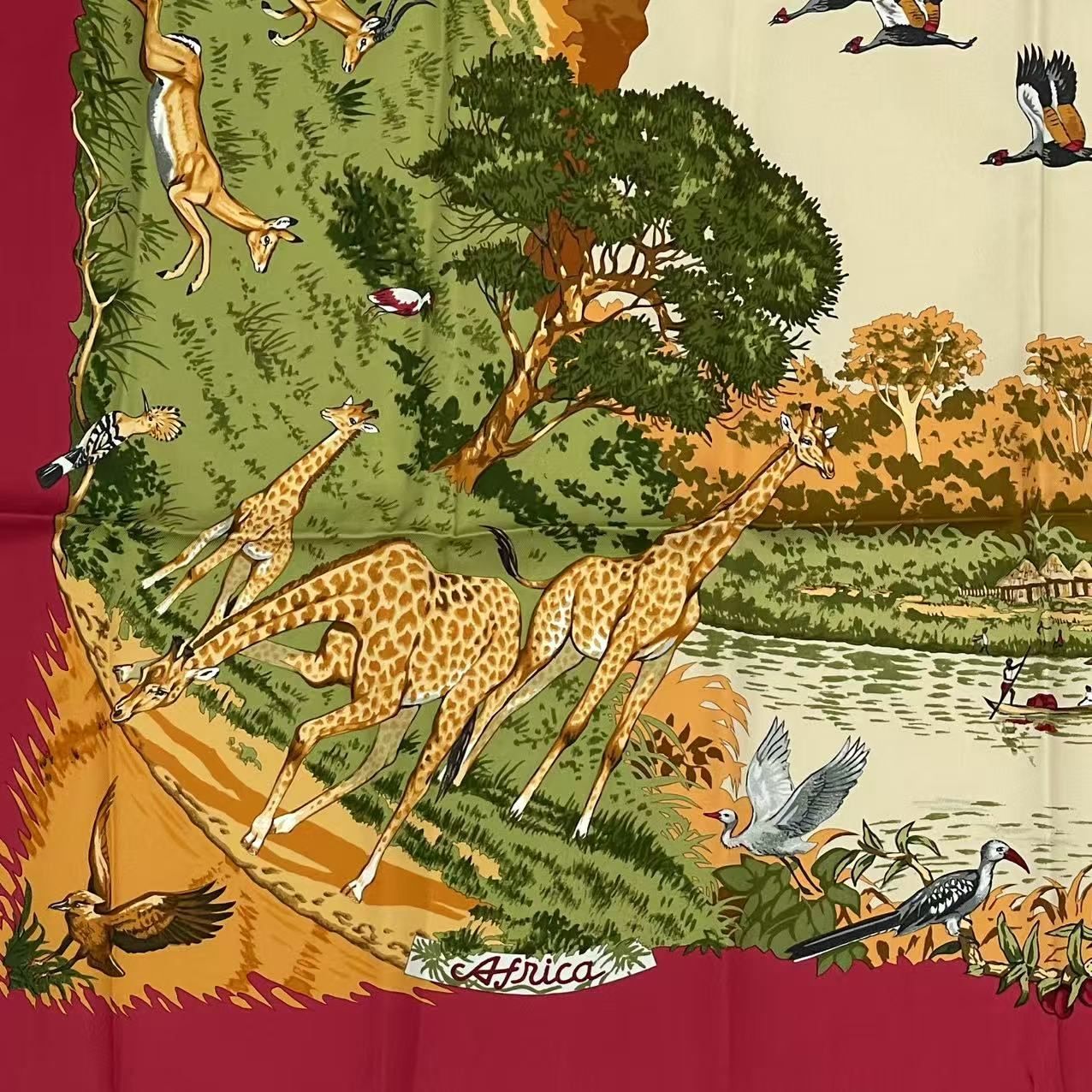 【未使用級】HERMES エルメス スカーフ カレ90 AFRICA レッド 極美品 HERMES エルメス シルク スカーフ カレ90 AFRICA アフリカ