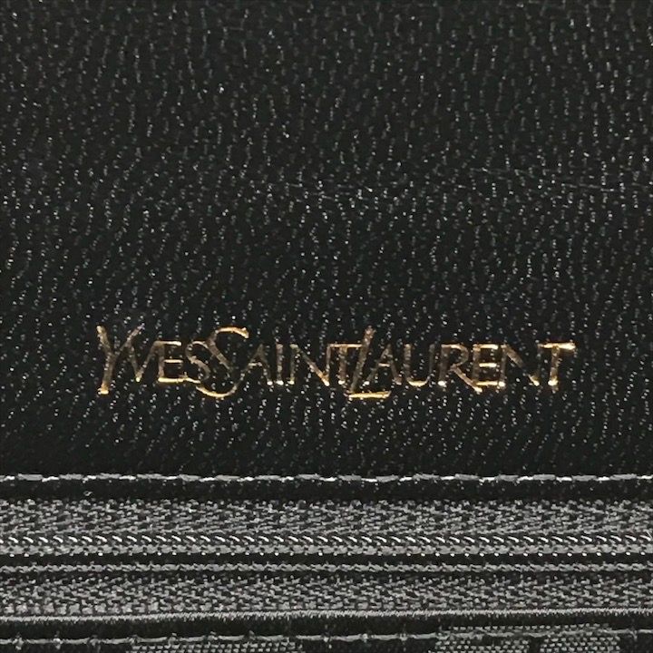 超美品 YEVS SAINT LAURENT サンローラン YSL金具 リザード カーフレザー ショルダー バッグ ブラック h736 超美品 YEVS SAINT LAURENT サンローラン YSL金具 リザード カーフ