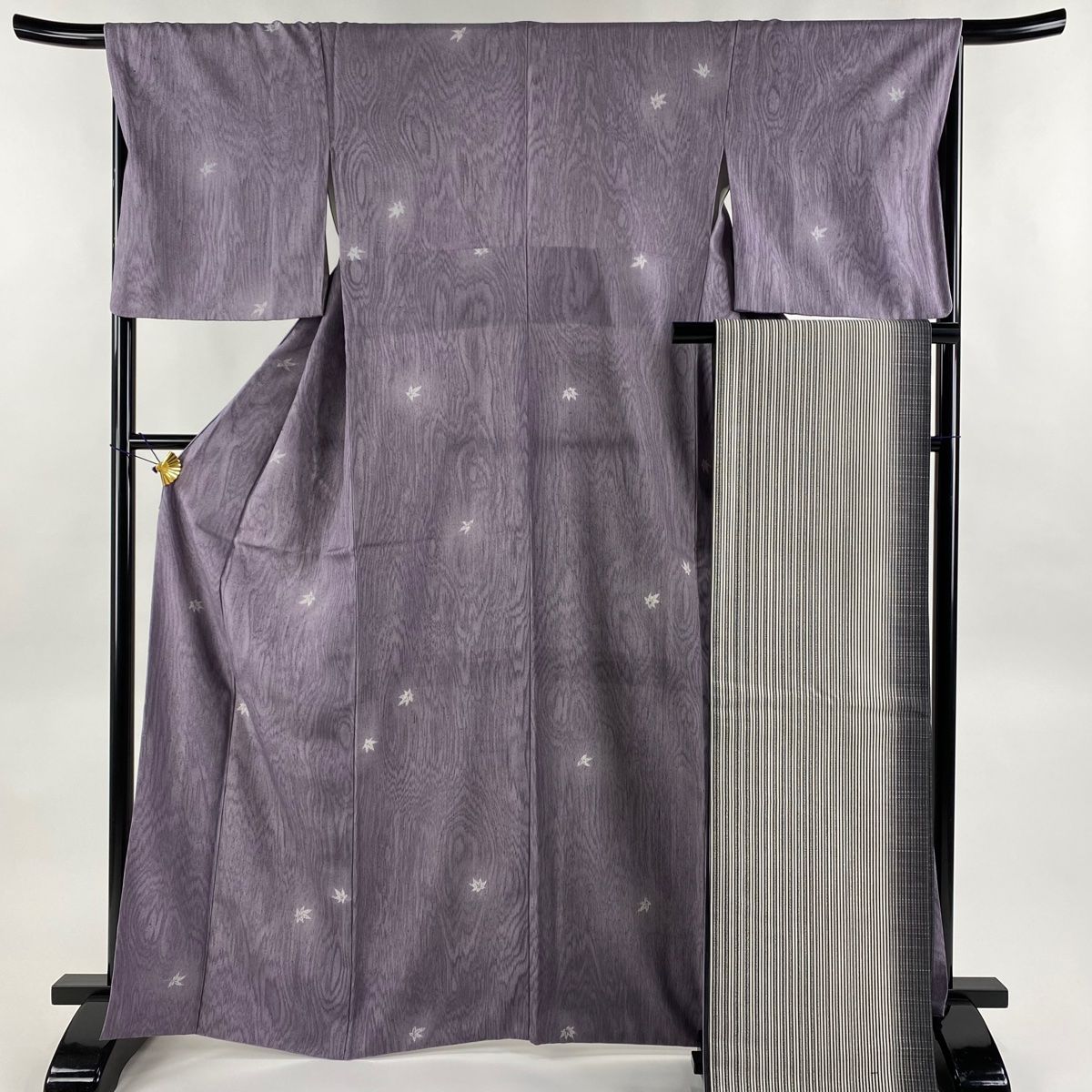 小紋 身丈166cm 裄丈65.5cm M 袷 名古屋帯セット 柿渋染 ぜんまい織  