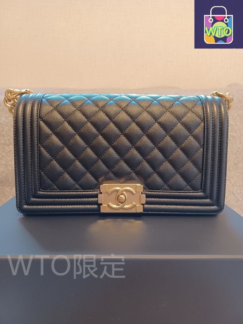 CHANELボーイシャネル キャビアスキン 黒 ショルダーバッグ