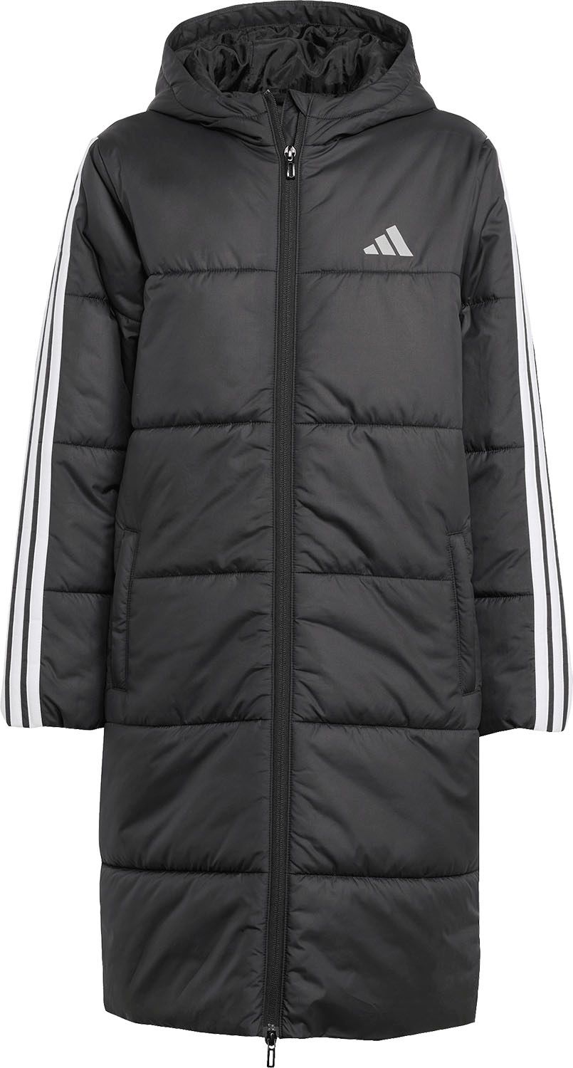 アディダス adidas ロングコート キッズ 子ども ジュニア 上着 アウター ジャンパー 防寒着 羽織 保温性 撥水 暖かい クライマウォーム ドライ 冬 スポーツ観戦 部活 JYD14 JW2484 ブラック|ホワイト