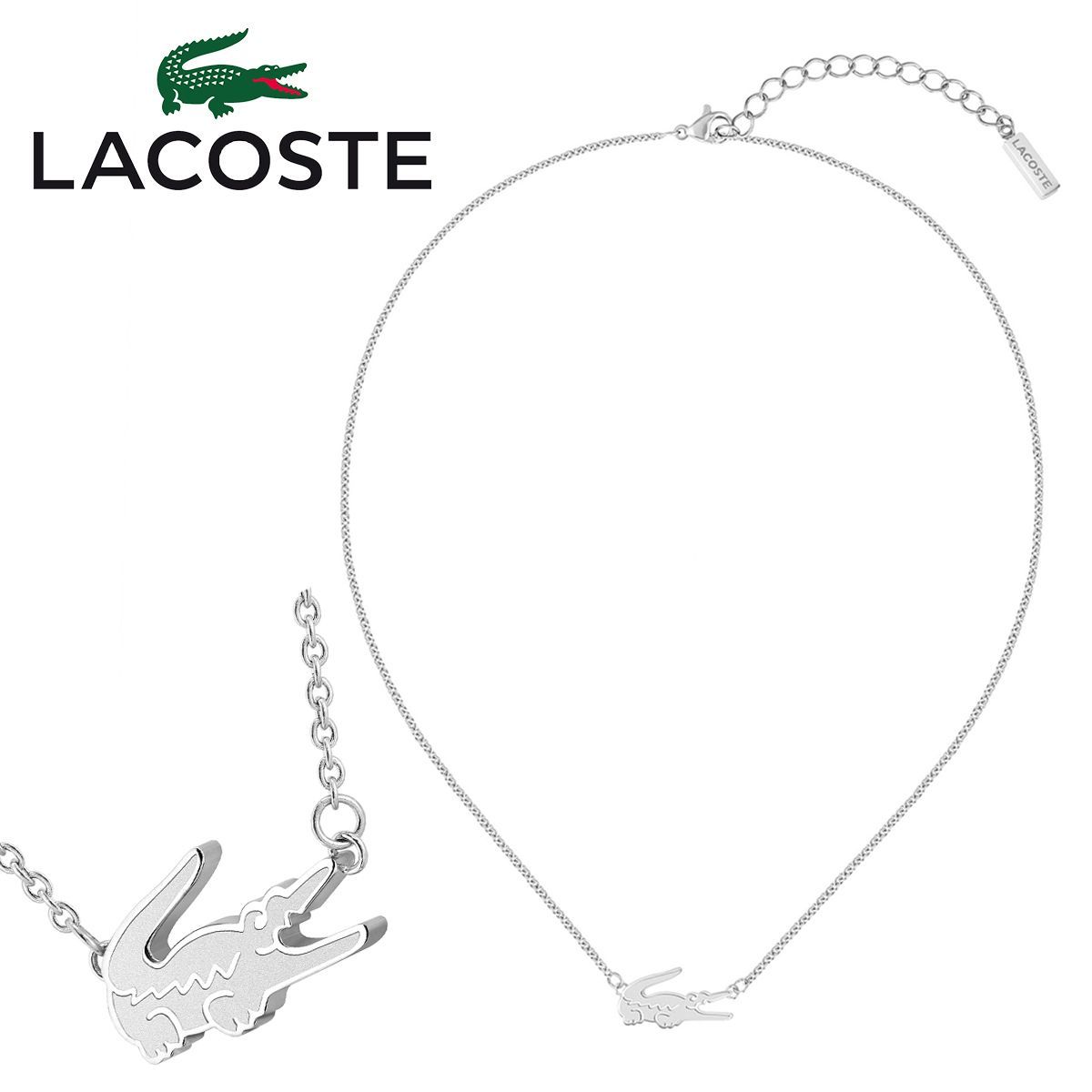 ラコステ LACOSTE ネックレス アクセサリー ペンダント 2040043 わに ワニ クロコダイル プレート シルバー カジュアル 女性  レディース 女性用 レディス 小ぶり 小さめ フリーサイズ サイズ調整可能 - メルカリ