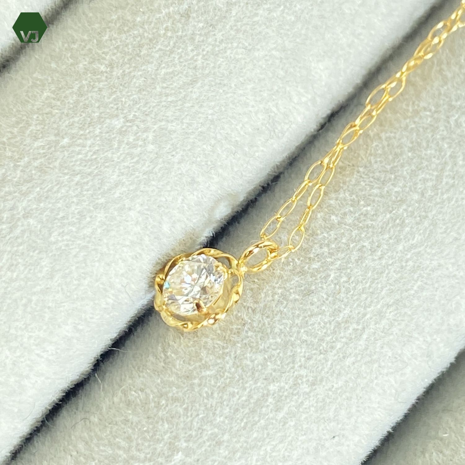 31-22】一粒ダイヤモンド ネックレス D0.20ct【中古】【K18YG】【40cm 