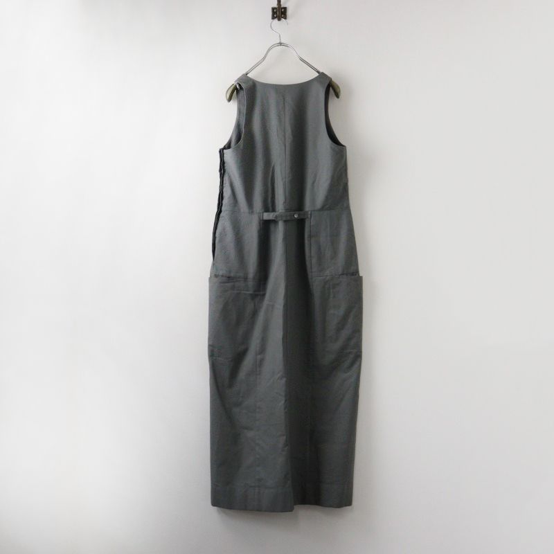 2025SS 定価5.9万 ジュンミカミ JUN MIKAMI ORGオックスフォードワンピース グレー ドレス ジャンパースカート ロング 2400014455120