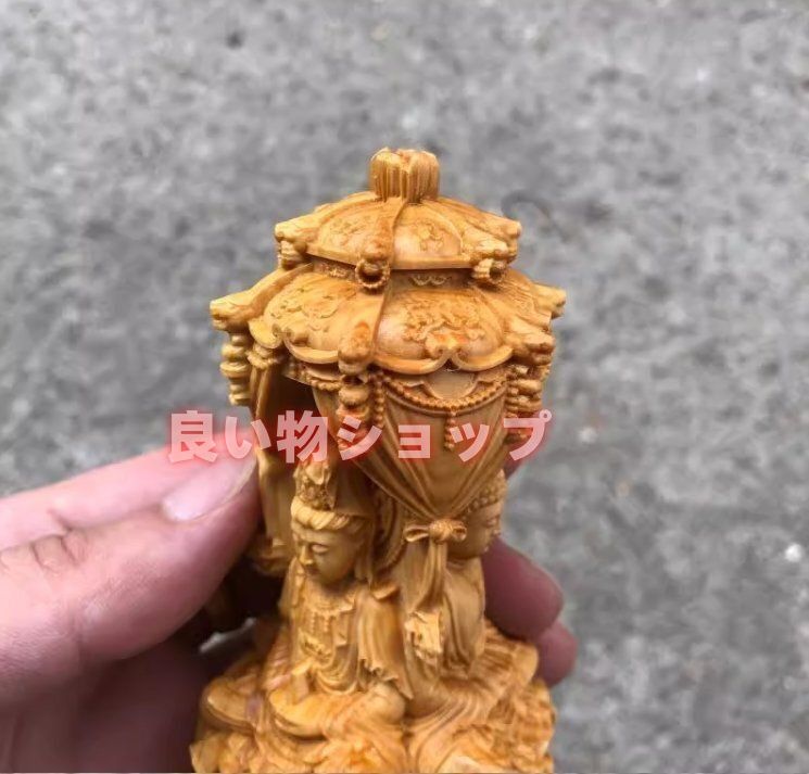 珍品☆木彫仏像 三面 西方三聖 座像 阿弥陀仏三尊（観世音菩薩