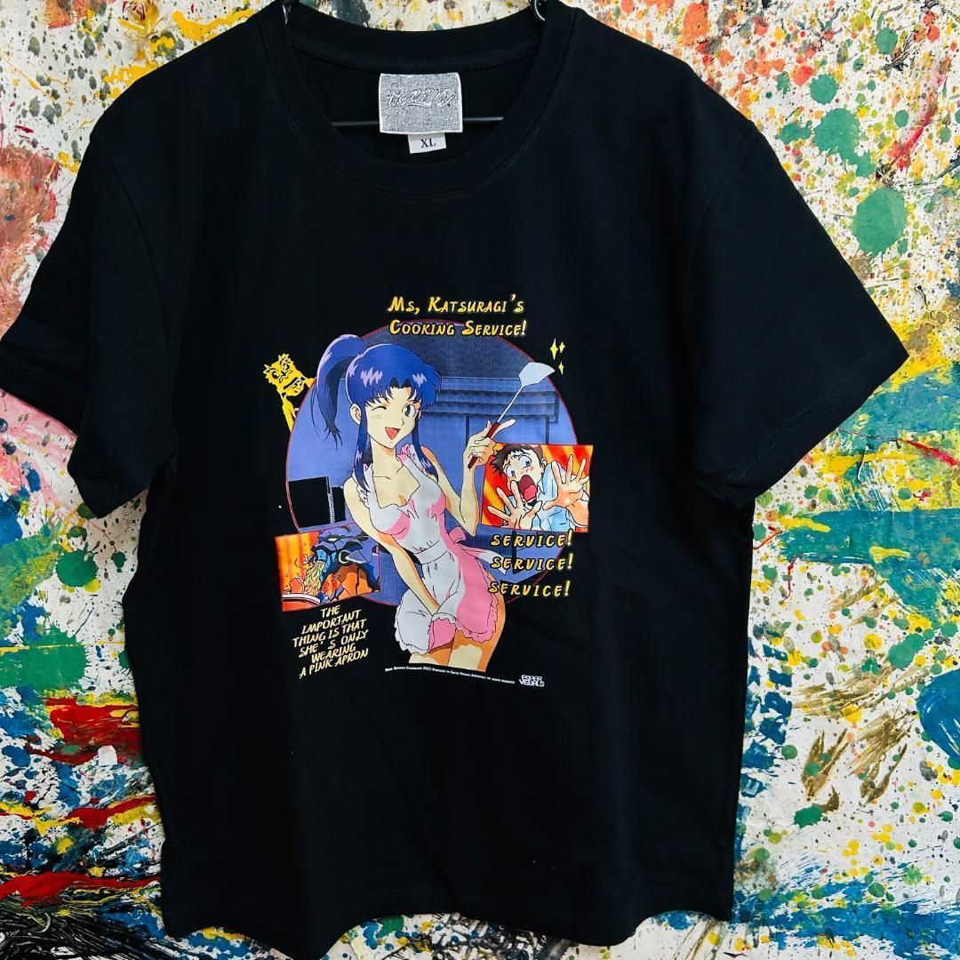 葛城ミサト リプリント Tシャツ 半袖 メンズ 新品 個性的 黒 エヴァ 渚