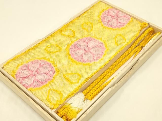 平和屋本店○和装小物 帯締め・帯揚げセット 霞雪輪花文 暈し染め 金糸