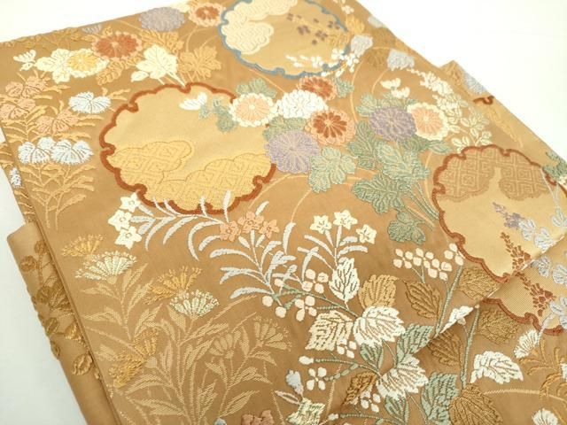 平和屋着物 つけ帯 唐織 雪輪秋草文 金銀糸 正絹 DAAX4638ps