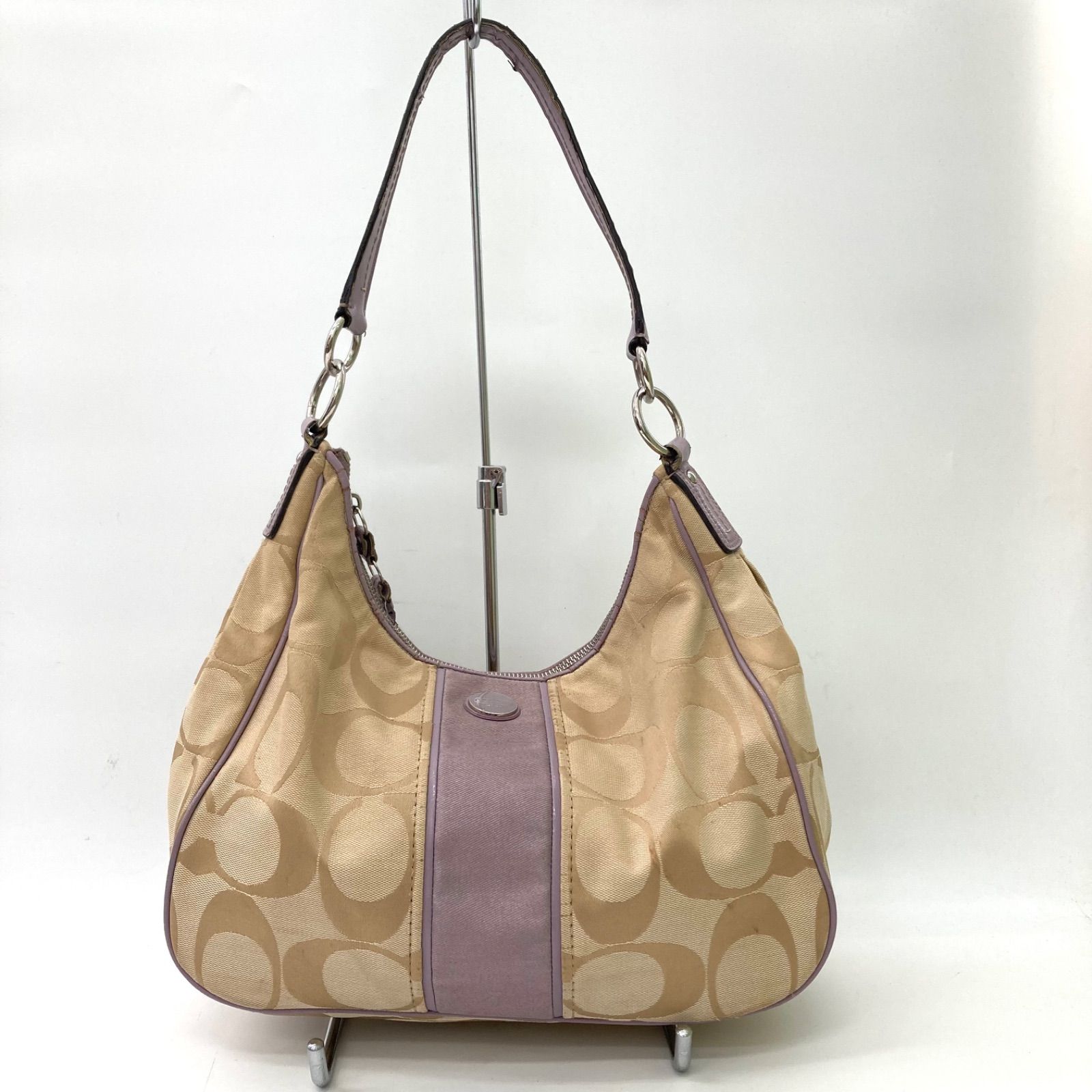 COACH】コーチ ワンショルダーバッグ シグネチャー柄 ベージュ系