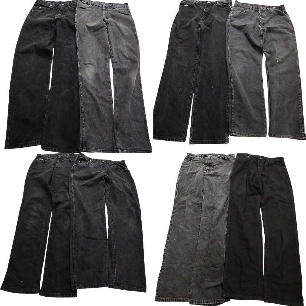 古着卸 Wrangler ラングラー ブラックデニム パンツ 8枚セット メンズ 33 |34 フェード アメカジ 革パッチ 古着 NA3186