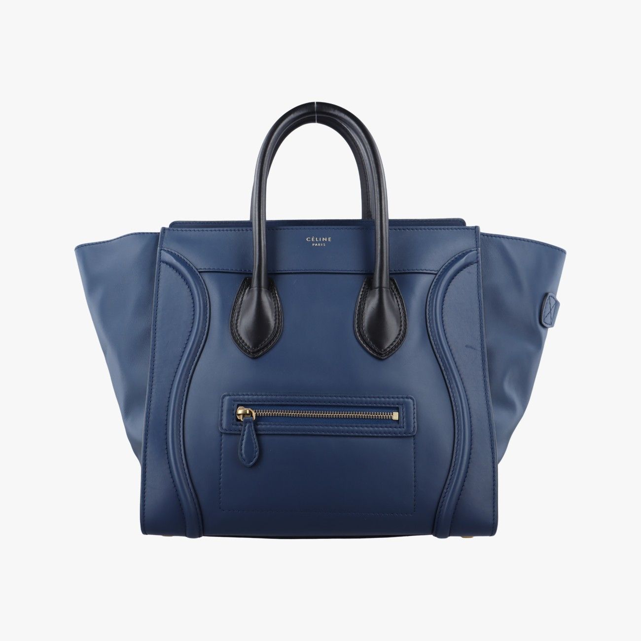 【極美品】CELINE セリーヌ　ラゲージ　ミニショッパー　ネイビー　レザー　紺 極美品】CELINE セリーヌ ラゲージ ミニショッパー ネイビー