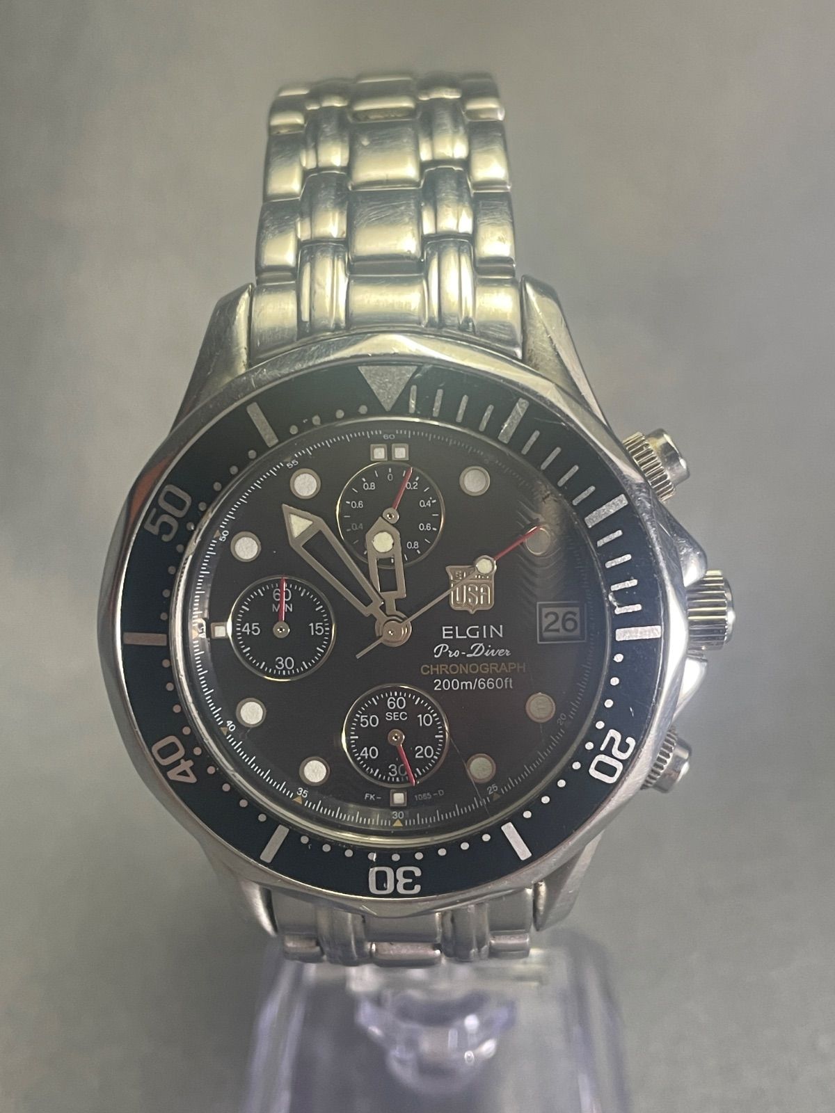 レア新品ELGIN メンズ腕時計クロノグラフダイバー ELGIN エルジン Pro 