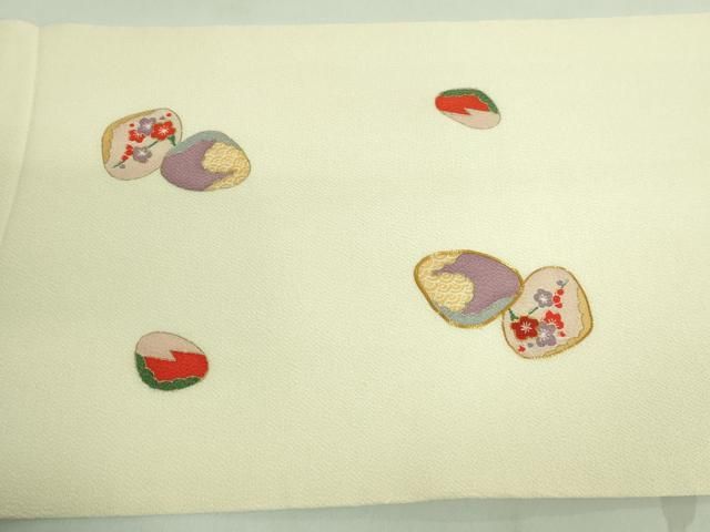 平和屋本店□極上 九寸開き名古屋帯 駒刺繍 貝合せ花文 蒸栗色地