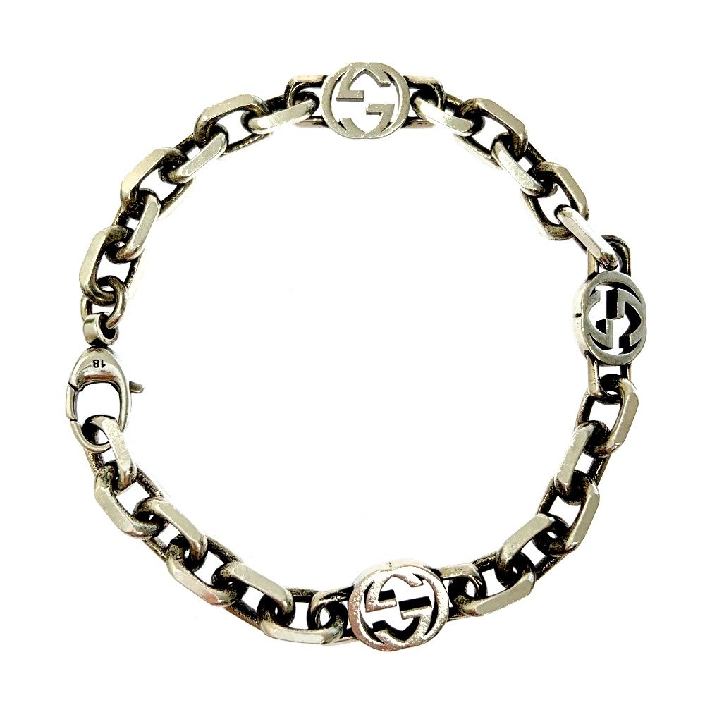 中古】【箱付き】 GUCCI グッチ シルバー インターロッキングG
