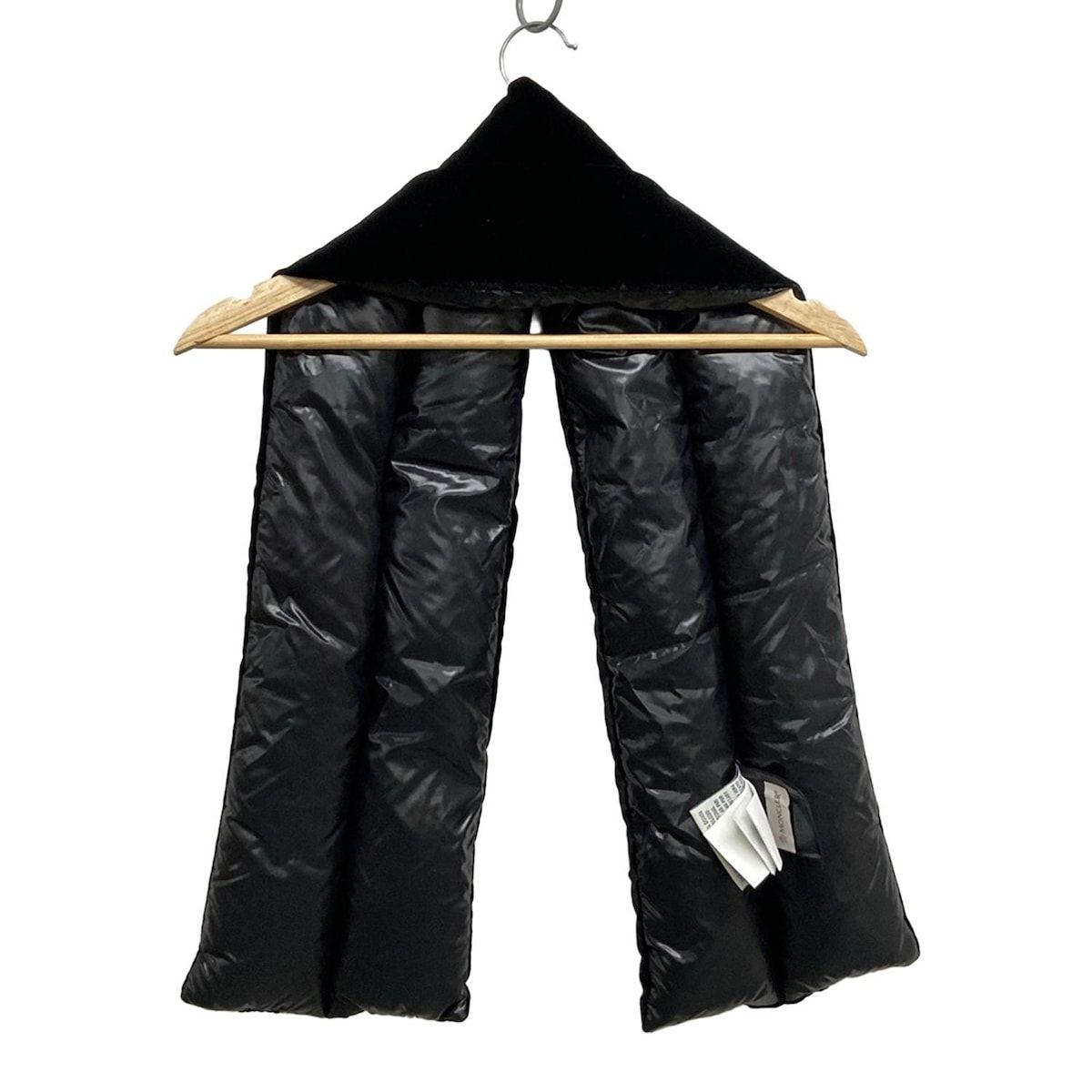 MONCLER モンクレール マフラー - 黒 シルク ダウン フェザー