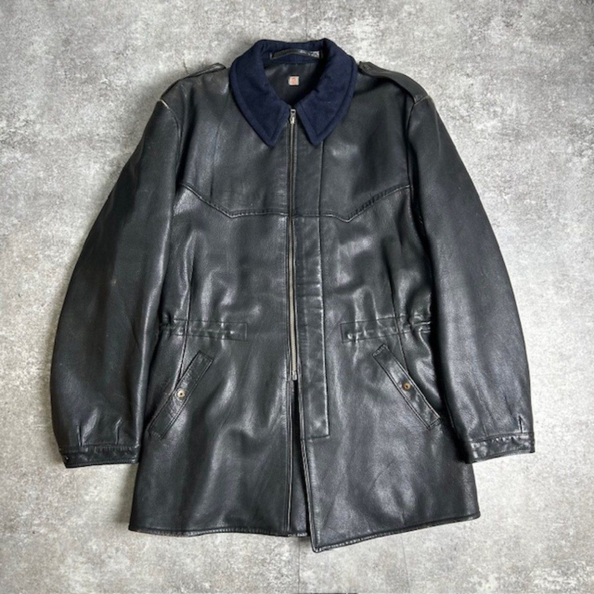 SWEDISH MILITARY / 40s/joel Jonsson Malungsfors/レザーコート/2/山羊革/ブラック/ヴィンテージ// 1940's 1950's 40s 50s JOEL JONSSON MALUNGSFORS スウェーデン軍