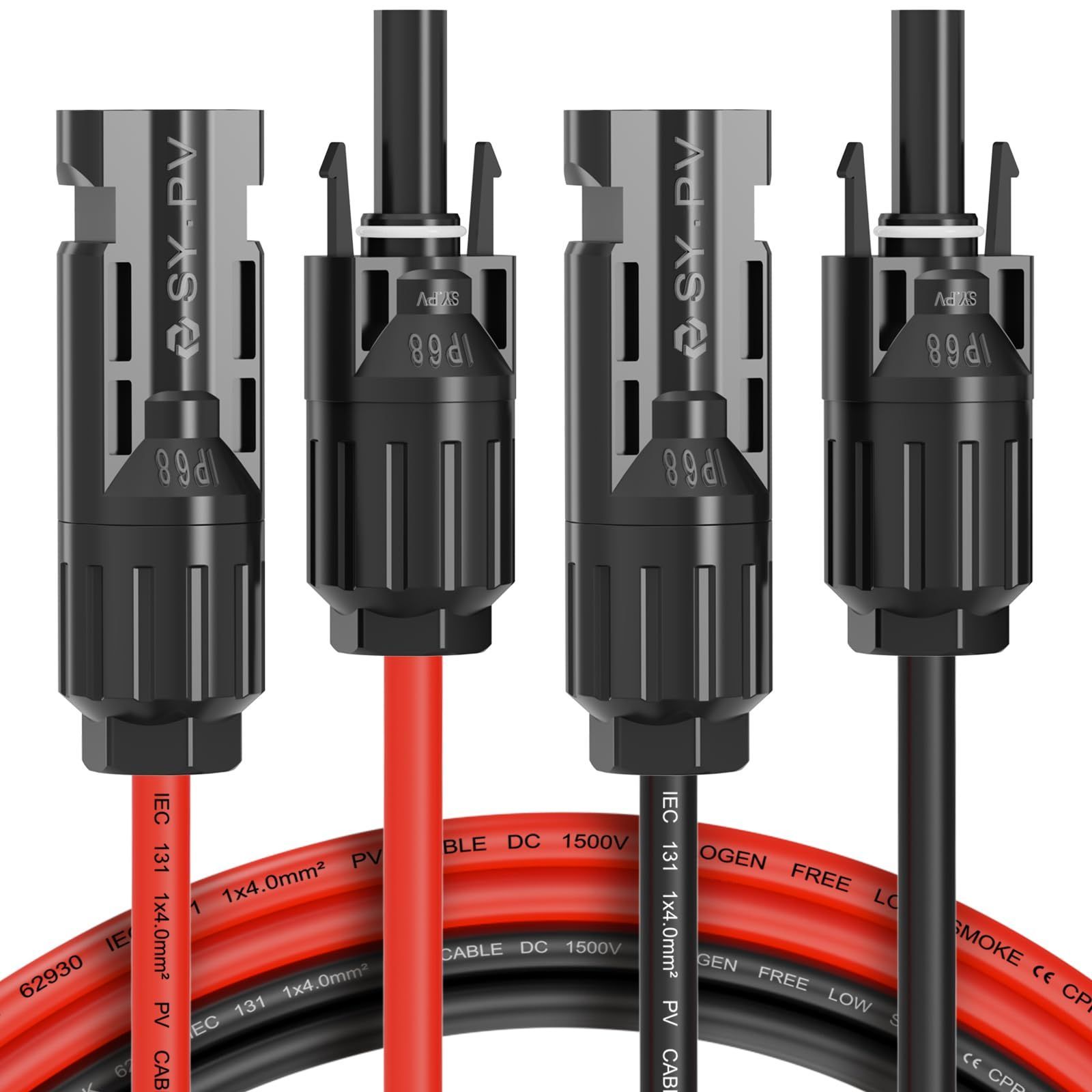 Model 10M--4MM2 HXFinest MC4 延長ケーブル10M 12AWG 4MM2 ソーラー延長ケーブル 1500V mc4 ケーブル IP68 防水等級 ソーラーパネル接続用 延長ケーブル 両端加工済み 赤 黒 2本セット 10M