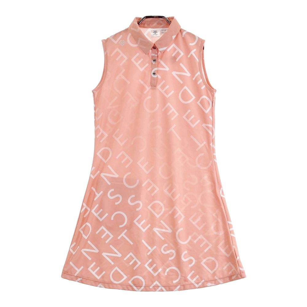 サイズ L DESCENTE GOLF デサントゴルフ ノースリーブワンピース ロゴ柄 オレンジ系 240101520605 ゴルフウェア レディース ストスト