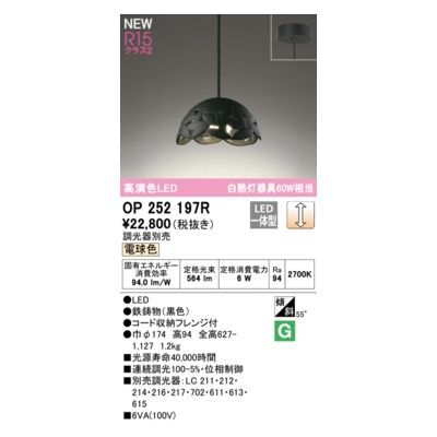 【新品・7営業日以内発送】オーデリック ODELIC OP252197R LEDペンダント【沖縄離島販売不可】
