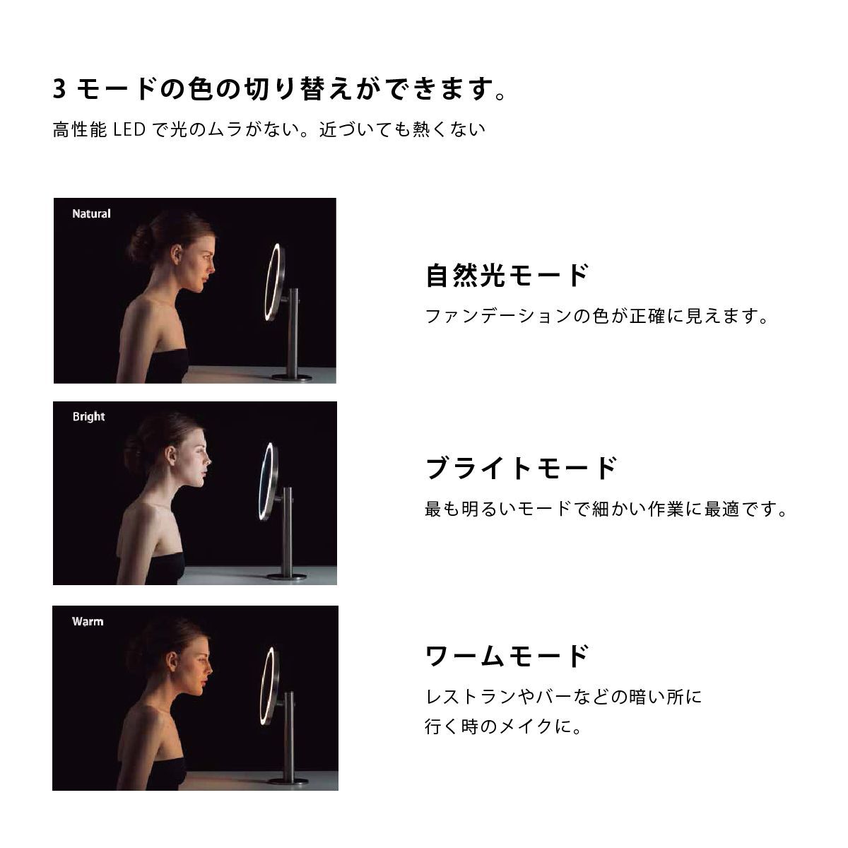 センサー機能付きメイクアップミラー