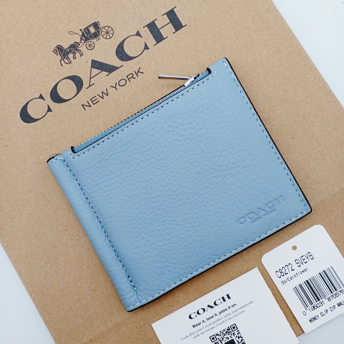 新作 COACH マネークリップ 折り財布 ジップウォレット メンズ商品