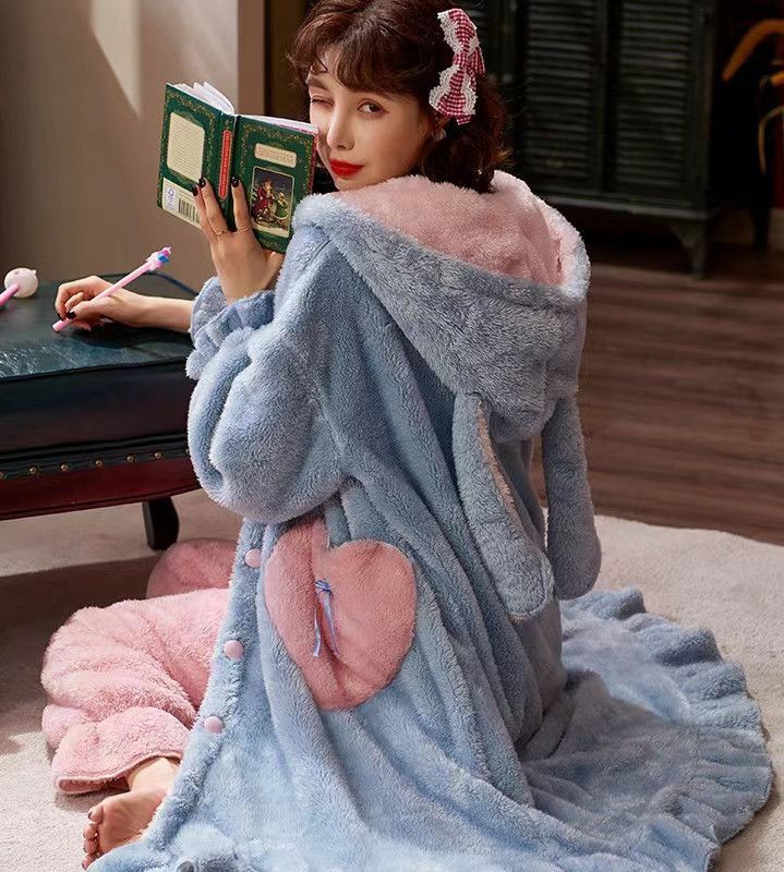 ワンピース/ズボーなし】ウサギ 着ぐるみ パジャマ ブランケット