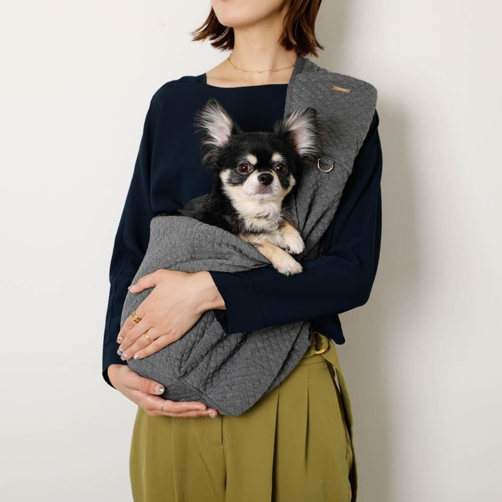  moncheri モンシェリ メッシュ付サイズ調整 グラフチェックドッグスリング 犬 ペットスリング スリング 小型犬 中型犬 S ブラック 飛び出し防止 軽量 抱っこ紐 お出かけ 旅行 長さ調節 肩パッド キャリーバッグ 猫用品