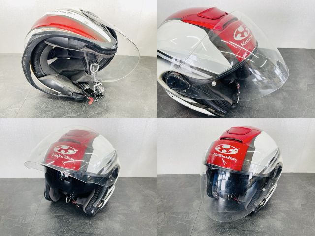 ジェットヘルメット 【中古】KABUTO カブト ASAGI レッド/ホワイト XL