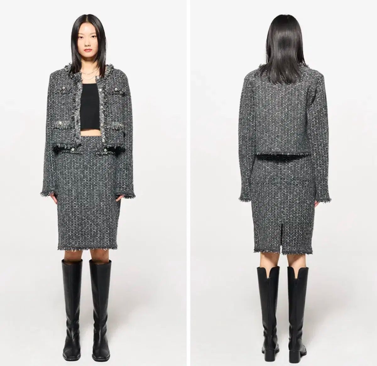 ジェネラルアイデア ウール ニット ツイード セット グレー M