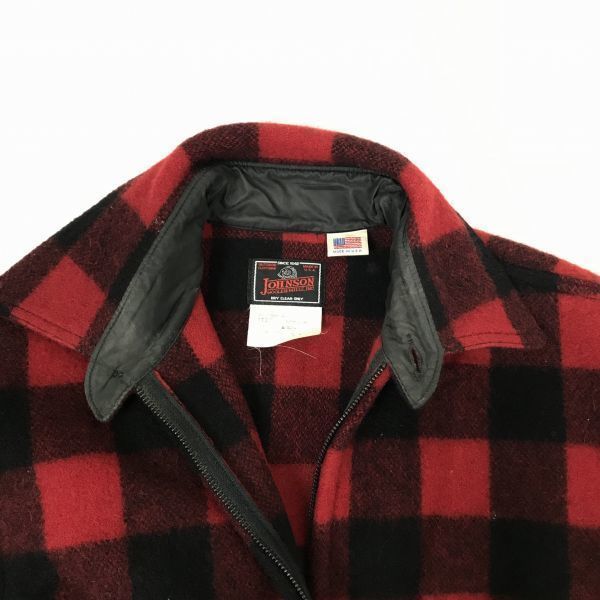 Johnson Woolen Mills チェック柄ジャケット USA製☆ジョンソンウーレンミルズ☆ウールジャケット【M/赤×黒