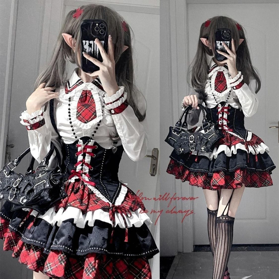 ゴスロリ 黒 ミニスカートセット ロリータ コスプレ コスチューム 文化祭 jsk リボン ギャル 衣装 学園祭 ハロウィン クリスマス 誕生日 忘