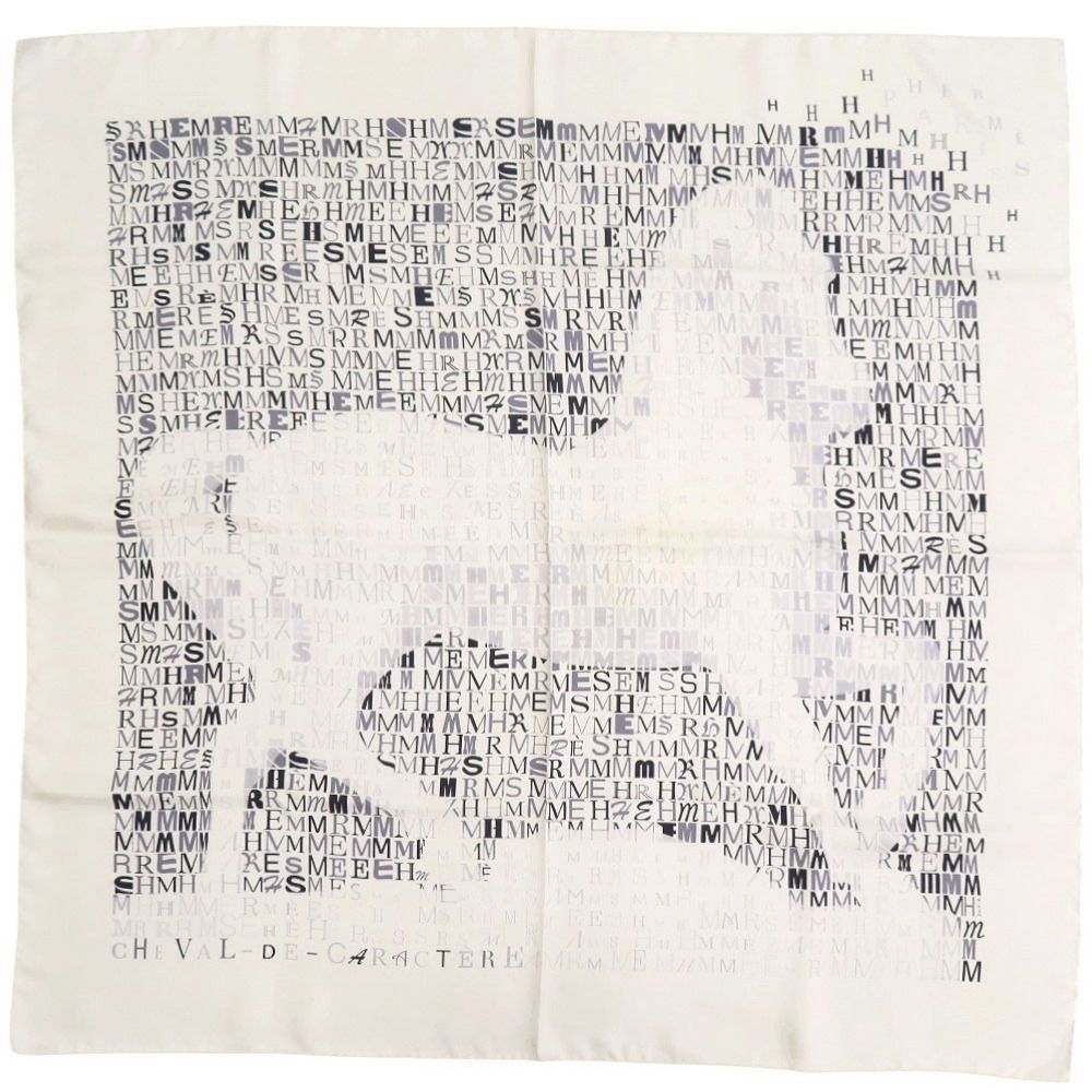 エルメス カレ90 CHEVAL DE CARACTER シルク ホワイト スカーフ 1211 