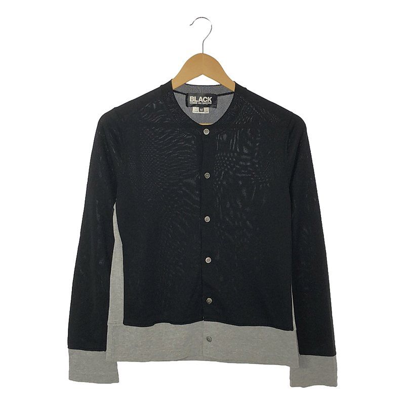 BLACK COMME des GARCONS - BLACK COMME des GARCONS / ブラックコムデギャルソン | 2011SS | 異素材切替 クルーネック カーディガン | M | ブラック/グレー | レディース BLACK COMME des GARCONS / ブラックコムデギャルソン | 2011SS