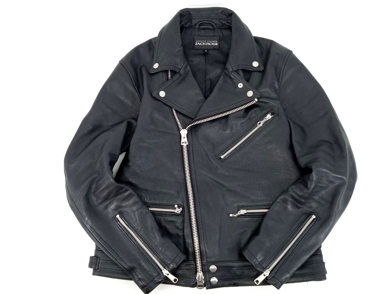JACKROSE ブラック レザー ダブルライダースジャケット サイズ2 JACKROSE ジャックローズ ブラックレザーダブルライダース