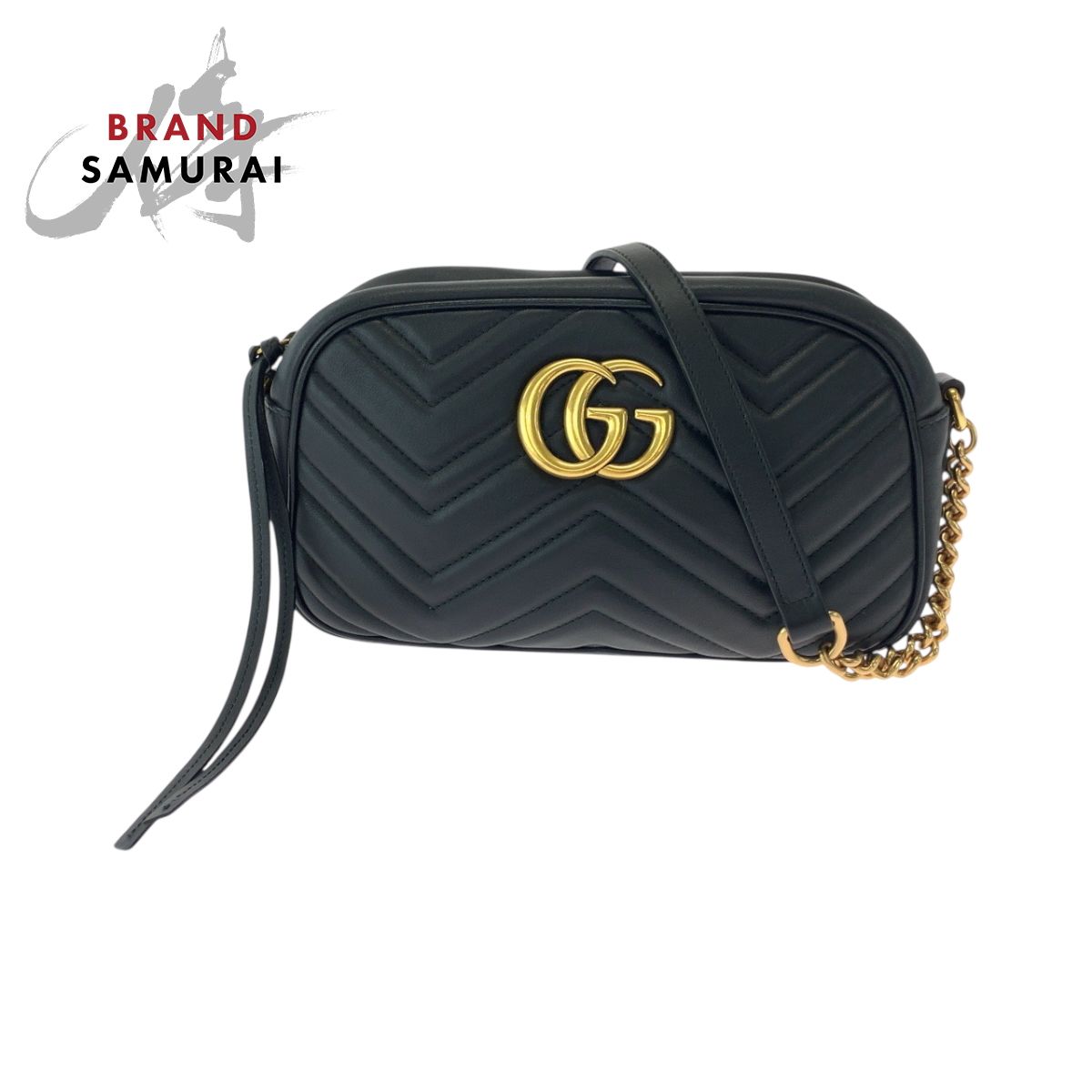 美品 GUCCI グッチ GGマーモント キルティング ブラック 黒 ゴールド 