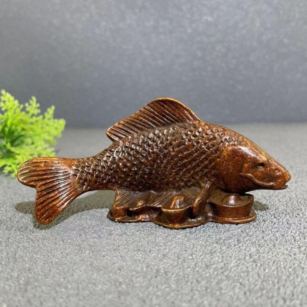 訳あってお買い得！30～80％OFF 鯉魚 銅細工 茶台 置物 美術品 工芸品 装飾品 茶道具 茶寵 工芸品