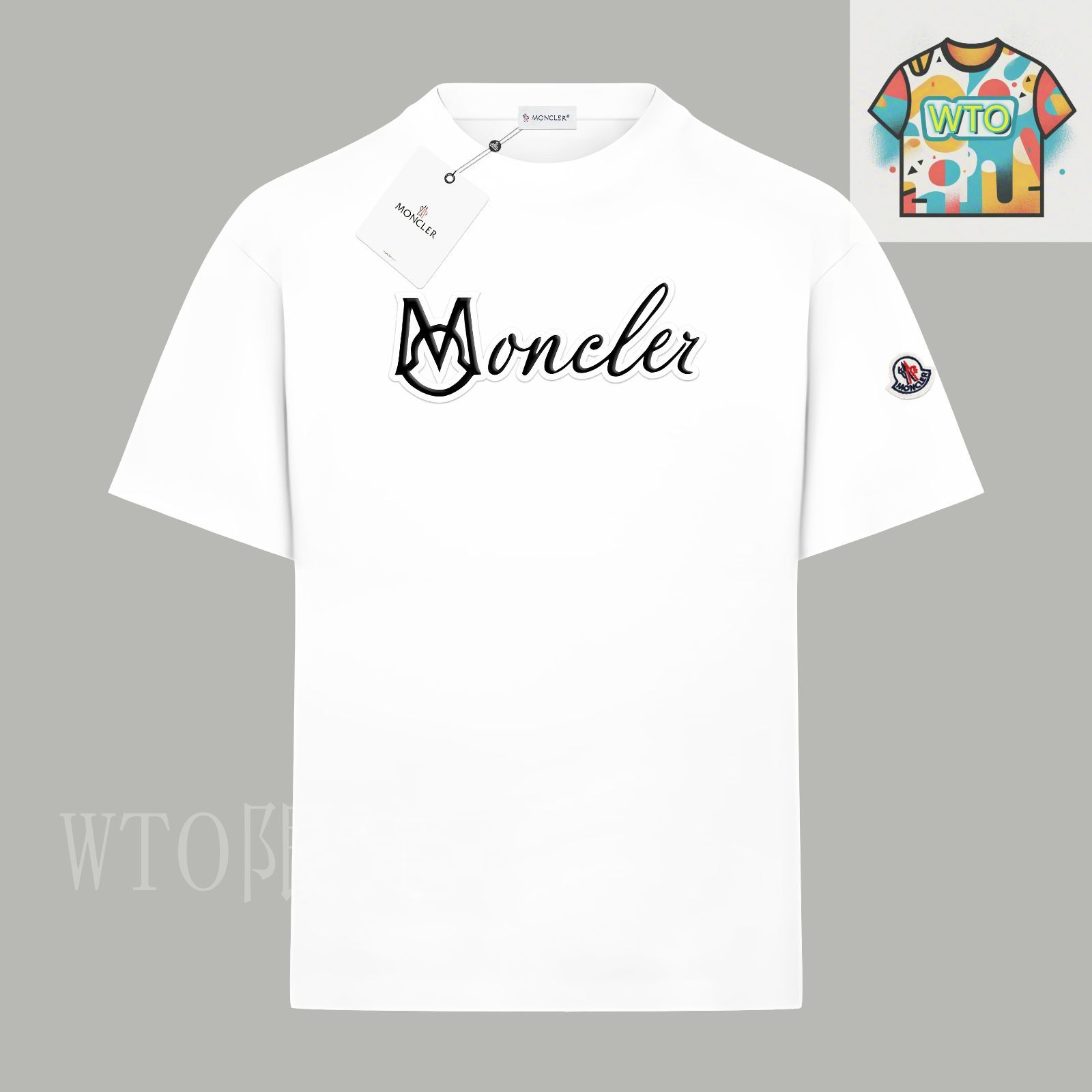今日特価】Moncler 重なり発泡ロゴ ツインスレッド T シャツ-2