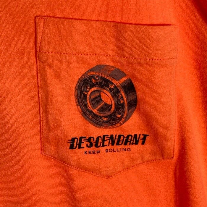 ★DESCENDANT ディセンダント KEEP ROLLING クルーネック ポケット ロンT 長袖 オレンジ size3