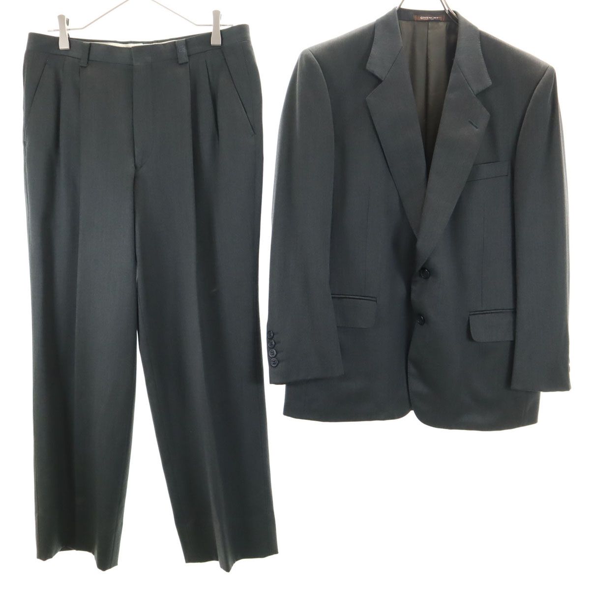 GIVENCHY ジバンシィ 90s ウール オールド スーツ 上下 セットアップ グレー メンズ 古着