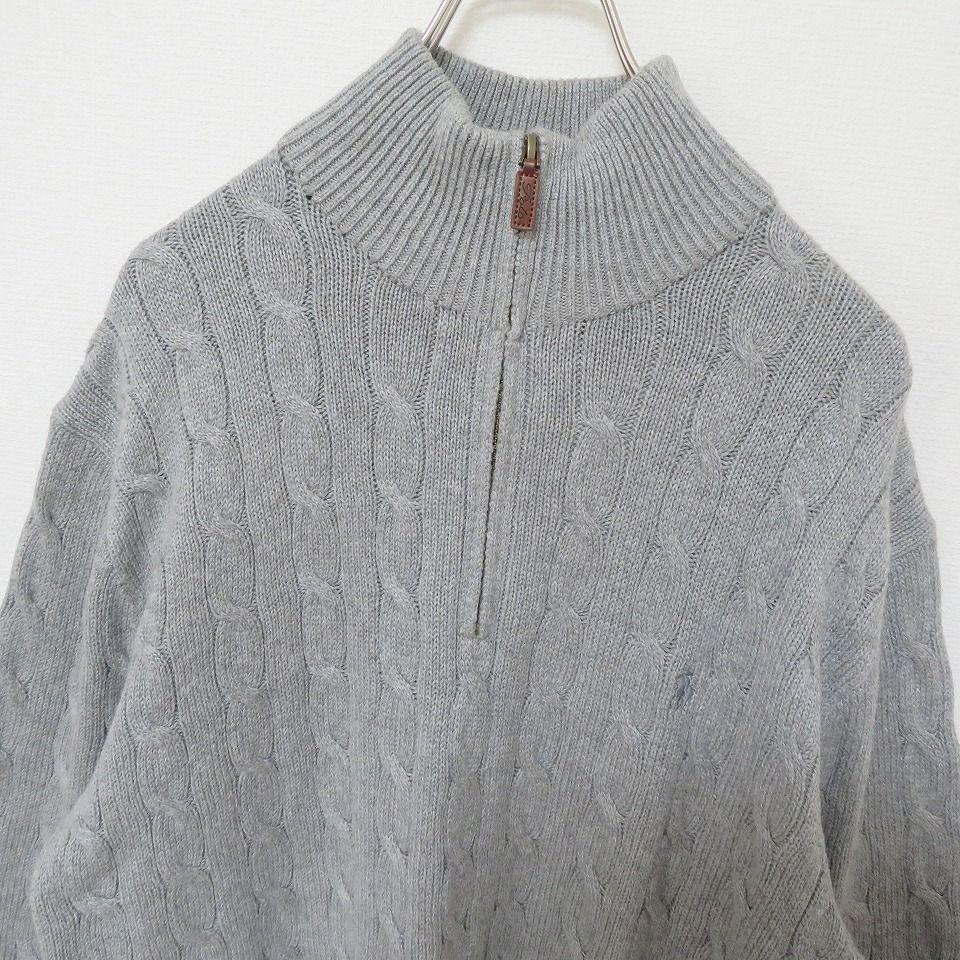 【新品・未使用】ポロラルフローレン ケーブルニット ハーフジップ グレー S ポロ ラルフローレン Polo RalphLauren ケーブルニット セーター