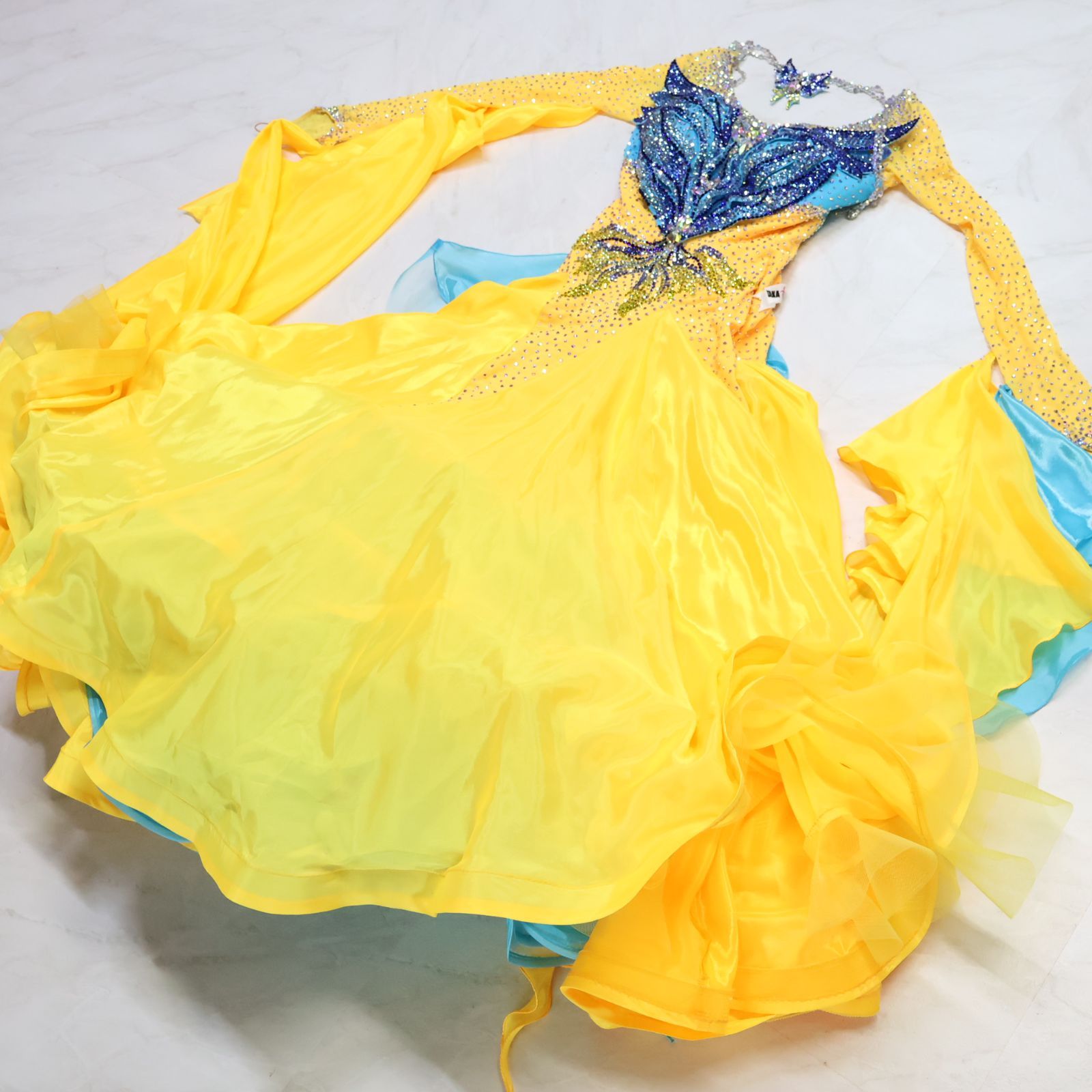 美品 社交ダンス衣装】イエロー TAKADANCE タカダンス ワンピース