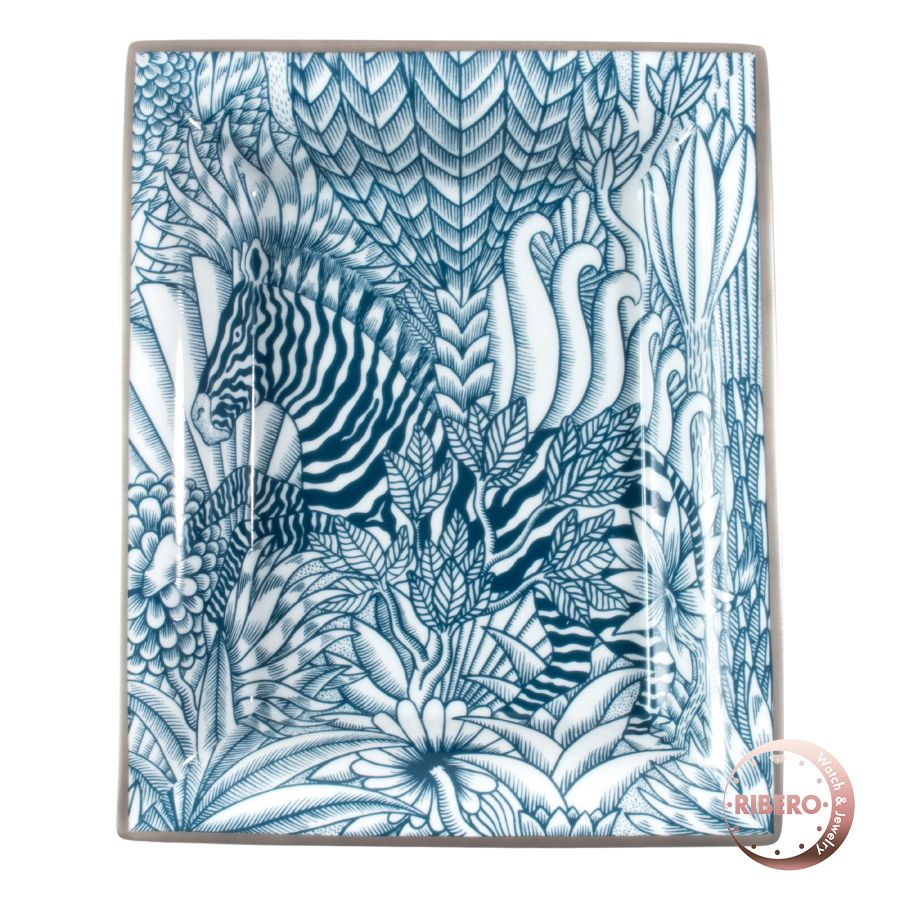 HERMES エルメス ヴィド ポッシュ シマウマのカモフラージュ H314121M 01 インテリア 小物トレー ヤン バイトリク ブルー