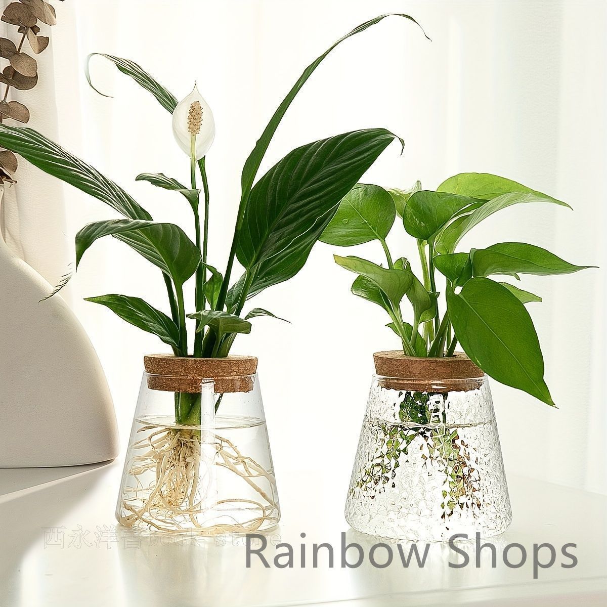 【新品】花器 ヴィンテージ風ガラス花瓶 コルクストッパー付き水耕植物用幾何学的なラウンドデザイン インテリア 屋外装飾 結婚式のアクセント リビング ダイニング 寝室 デスク 緑 花 透明cp21