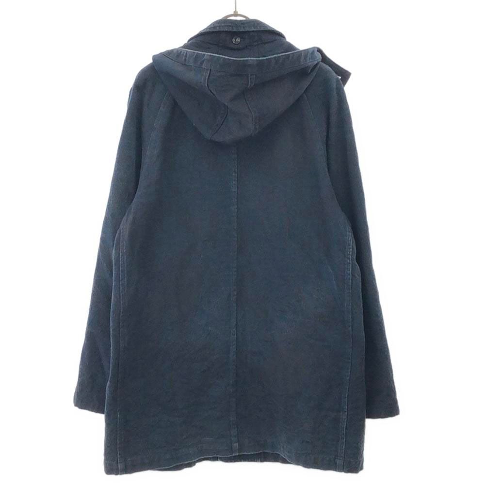 サノバチーズ フード付き ステンカラーコート M ネイビー×ブラック SON