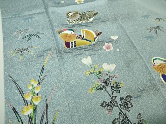 平和屋本店■極上　人間国宝・羽田登喜男　訪問着　鴛鴦5羽　暈し染め　逸品　未使用　DZAB0334kh5 平和屋本店□極上 人間国宝・羽田登喜男 訪問着 鴛鴦5羽 暈し染め 逸品