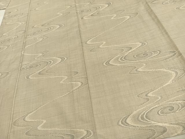 平和屋着物▽本場大島紬　単衣　白大島　9マルキ　流水文　正絹　逸品　AAAV8346fy 平和屋着物▽本場大島紬 単衣 白大島 9マルキ 流水文 正絹 逸品