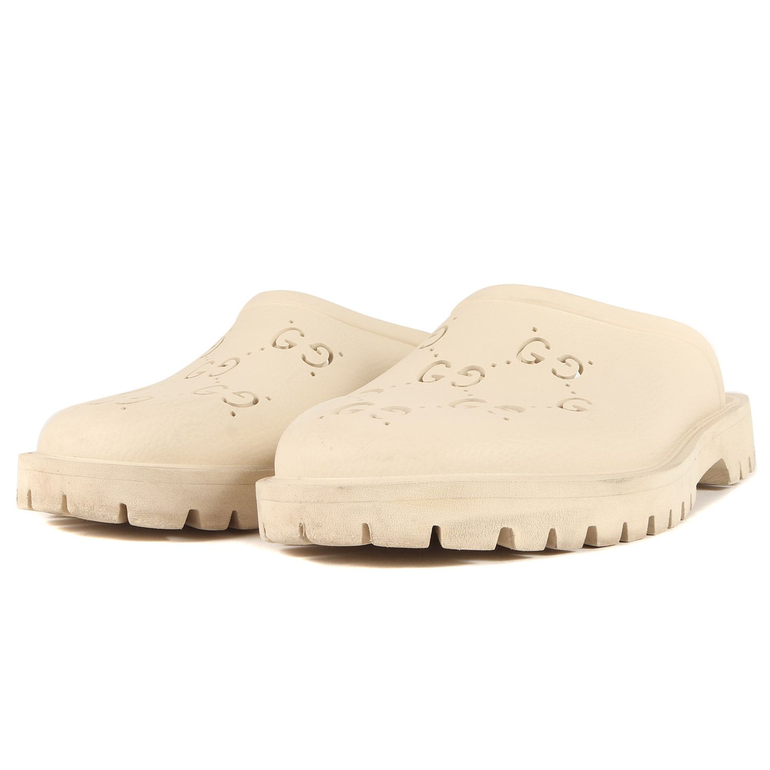 【美品】グッチ　ラバーサンダル パーフォレーテッドG GG 38 スリッポン 美品】グッチ ラバーサンダル パーフォレーテッドG GG 38