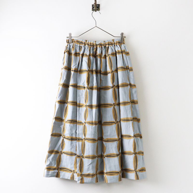 定価72600円 2025SS ミナペルホネン mina perhonen solmio リネンロングギャザースカート 38 ライトグレー┃ 2400014629057