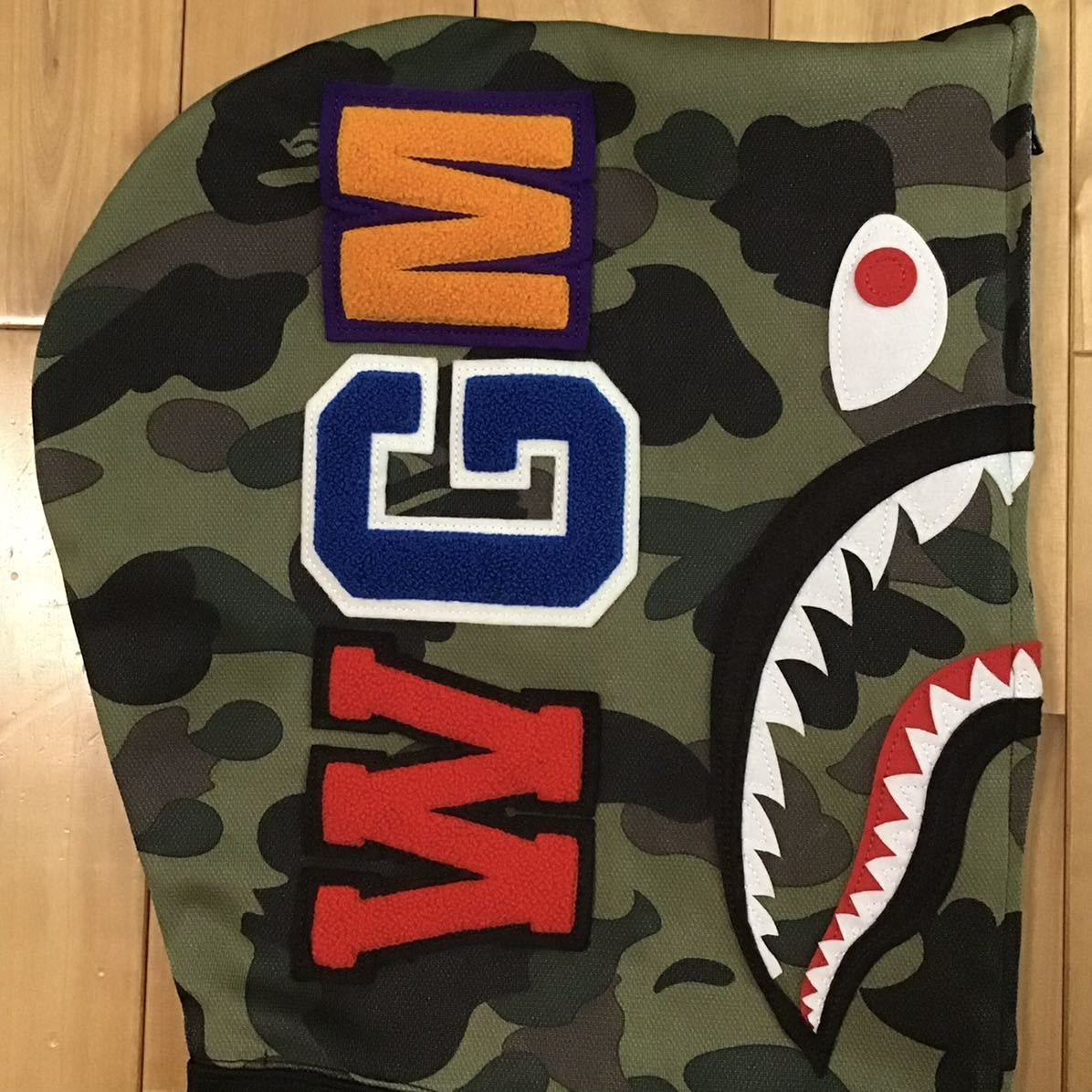 ジャージ シャーク パーカー Mサイズ shark full zip hoodie a bathing ape bape camo エイプ ベイプ  アベイシングエイプ black