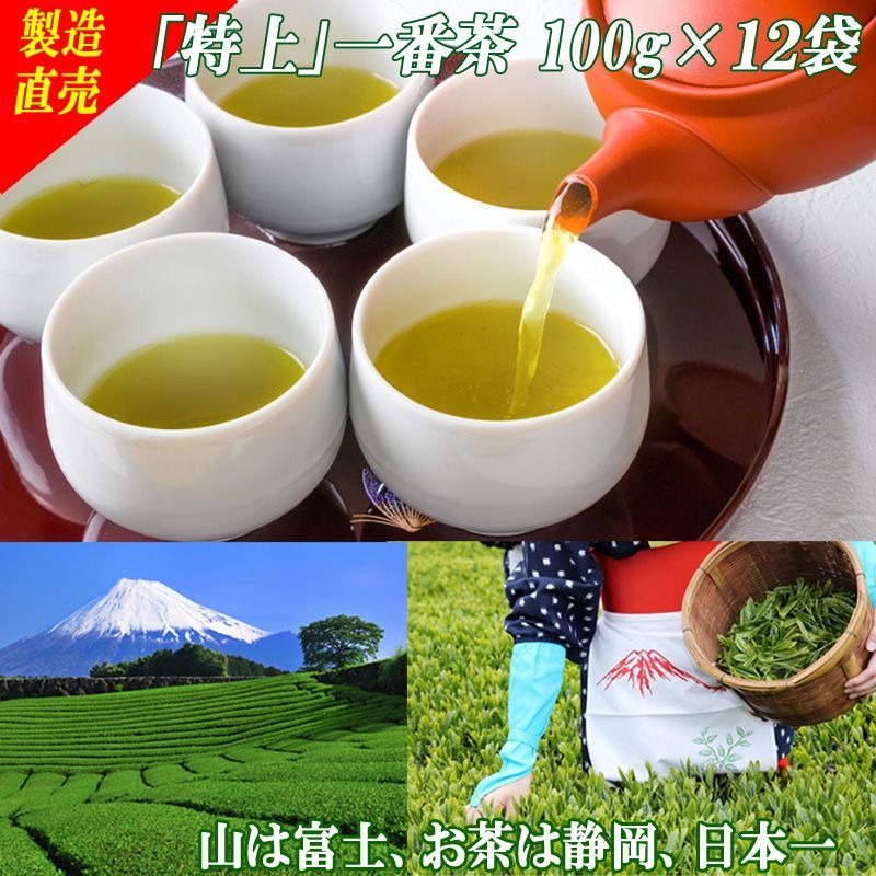 静岡茶【特上】一番茶１００ｇ×１２個■送料無料かのう茶店お茶煎茶緑茶格安お買い得